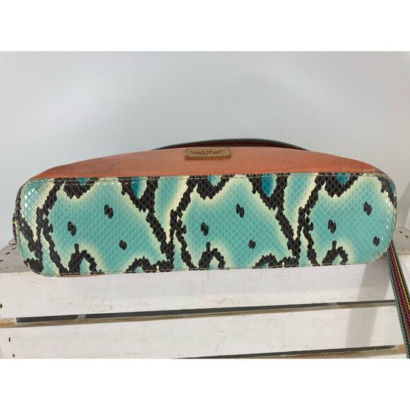 CONSUELA MEDIUM PEACH, TEAL CROSSBODY BAG WITH SNAKE PRINT - Picture 11 of 16